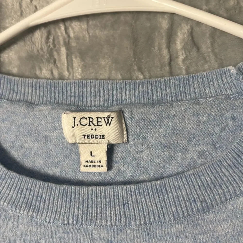 J. Crew Light Blue Girls Merino Wool Blend Soft Sweater Size Large